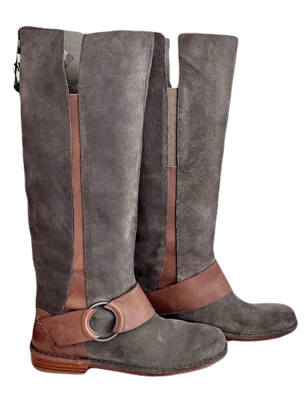 Olukai Grey Suede ‘Holo Lio’ Riding Boots, Size 7.5